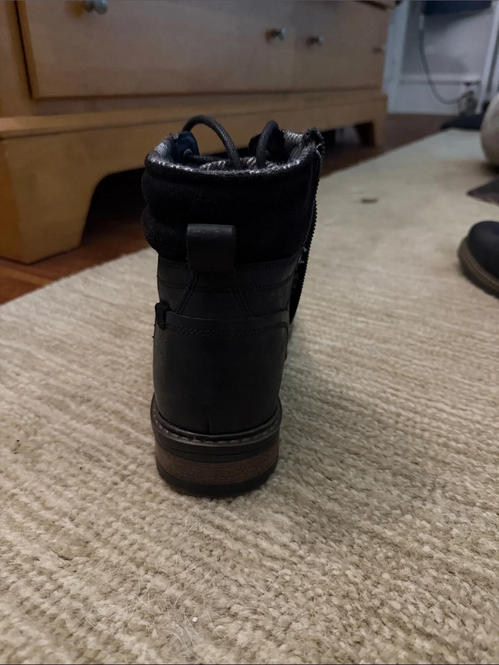 Crown Vintage Men's Black Lace-Up Leather Boots
